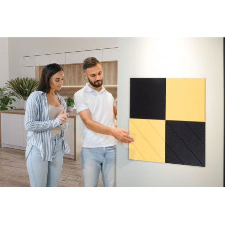 Płytka filcowa akustyczna kwadrat żółta wzór gładki 40x40cm 2szt