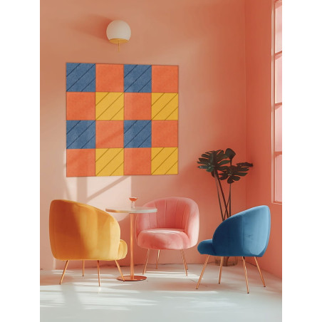 Płytka filcowa akustyczna kwadrat żółta wzór gładki 40x40cm 2szt